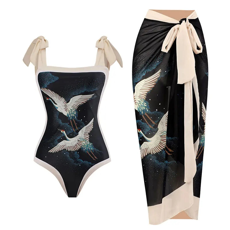 2-Piece Women Brazilian Floral Printed Ruffle Bikinis Strappy Bandage Swimwear