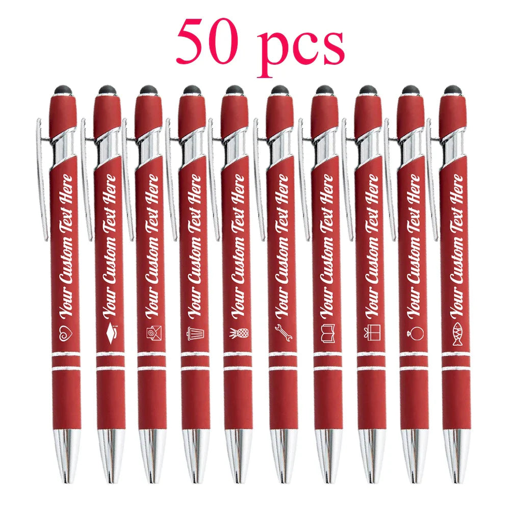 10-100 Customized Ballpoint Pen with Stylus Tip Print Name Logo Metal Pen for Business Graduation Birthday Anniversary Gift Pen