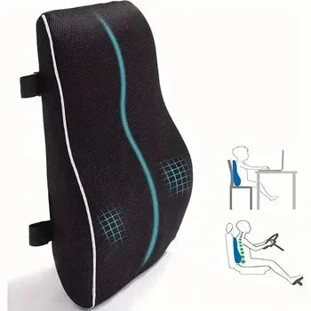 Ergonomic Memory Foam Lumbar Support Cushion – Back Pillow for Office Chair, Car, and Home Use