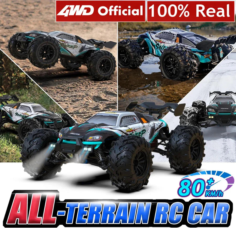 4WD RC Off-Road Car - 1:16 High-Speed Brushless Truck, 50-80KM/H, 4x4 Drift Racing Toy for Kids & Adults