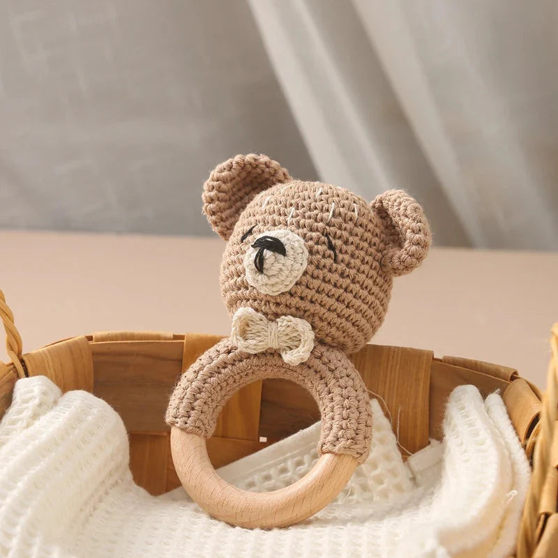 Crochet Animal Rattle Baby Toy Montessori Teether