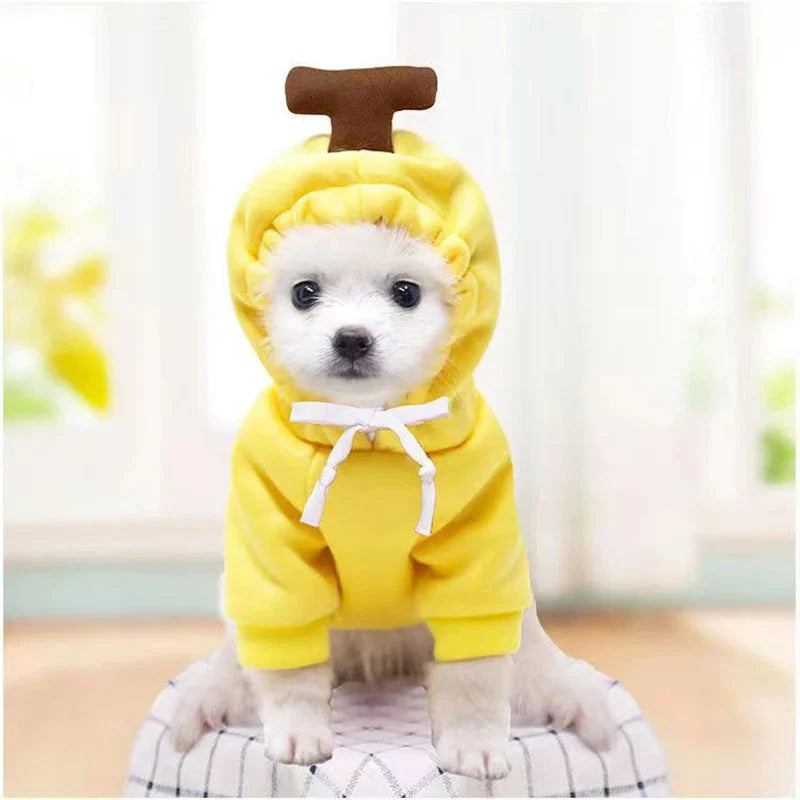 Cute Dog Hoodie with Hat - Funny Pet Fruit Costume for Halloween & Daily Wear