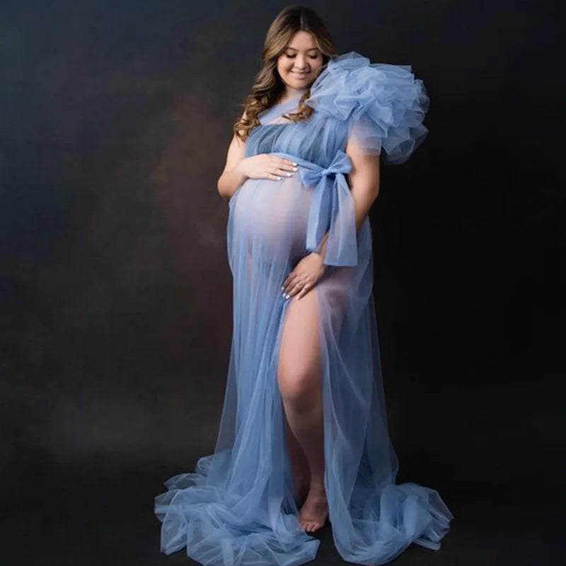 See Through Sexy Maternity Photoshoot Dresses One Shoulder Pregnant Women