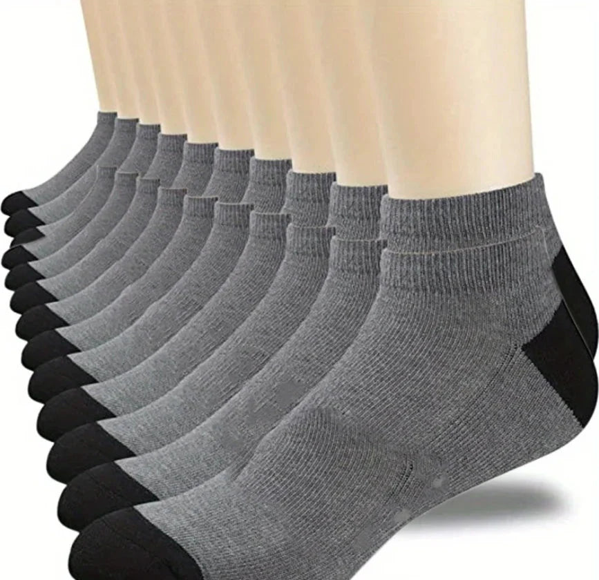 10PCS Men’s Mid-Calf Cotton Socks – Solid Color, Versatile for All Seasons