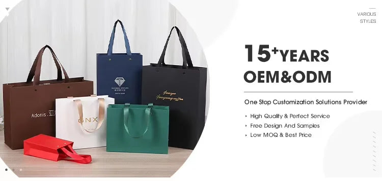 500Pcs Custom Shopping Bag Elegant Paper Packaging Cosmetic Gift Bags with Logo