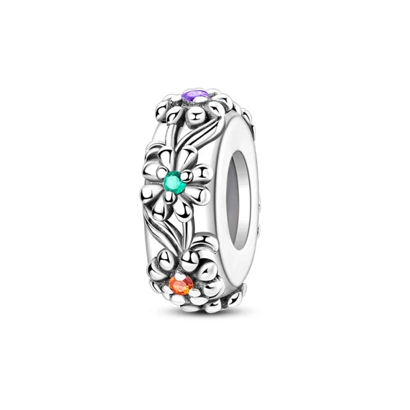 100% 925 Sterling Silver Rainbow Zircon Butterfly Dragon Silicone Stopper Charms - Colorful Beads for DIY Bracelets, Customizable Jewelry for All Occasions