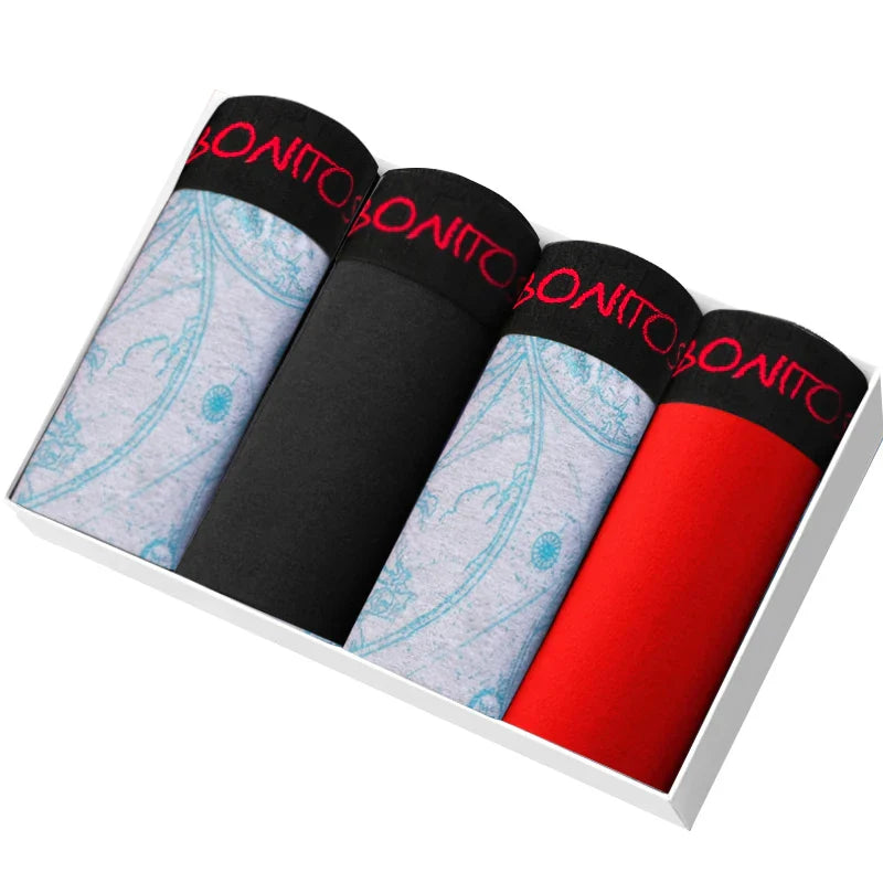 4Pcs Men's Cotton Underpants Sexy Boxers