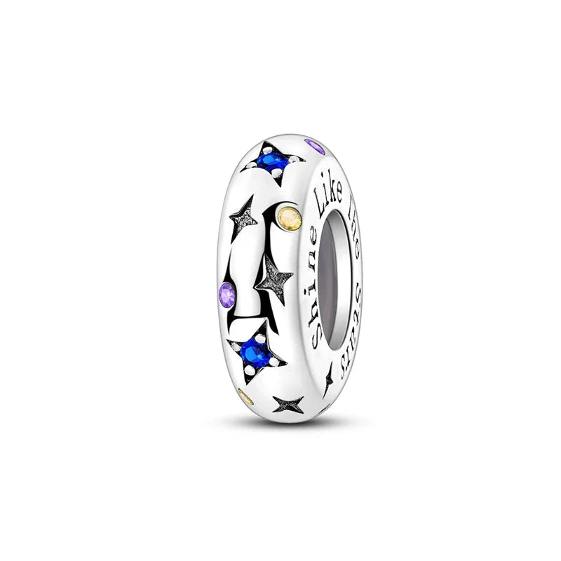 100% 925 Sterling Silver Rainbow Zircon Butterfly Dragon Silicone Stopper Charms - Colorful Beads for DIY Bracelets, Customizable Jewelry for All Occasions