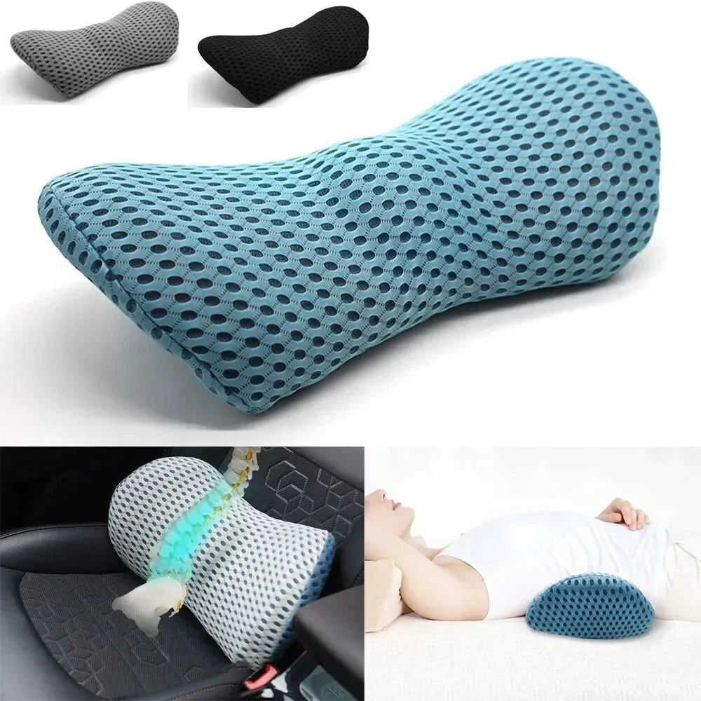 Breathable Memory Foam Lumbar Support Pillow – Waist Cushion for Bed, Office, and Car Seat Comfort