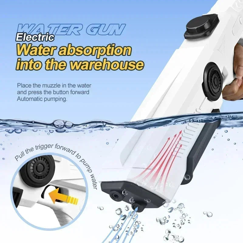 Electric Automatic Water Gun – Rechargeable High-Pressure Water Blaster for Kids & Adults, Portable Outdoor Beach Toy
