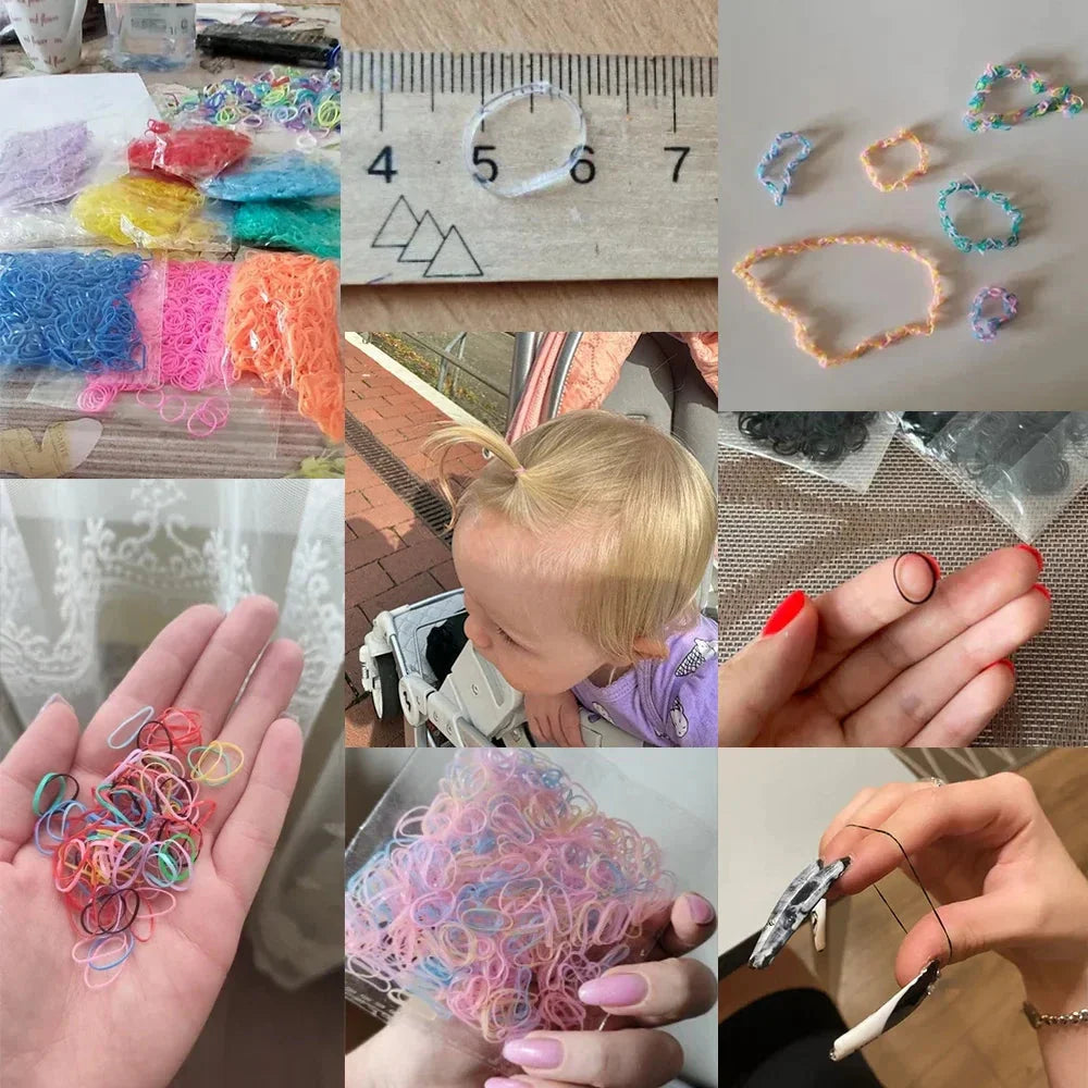 500/1000Pcs Colourful Hair Ties for Girls Kids Ponytail Holder Bands