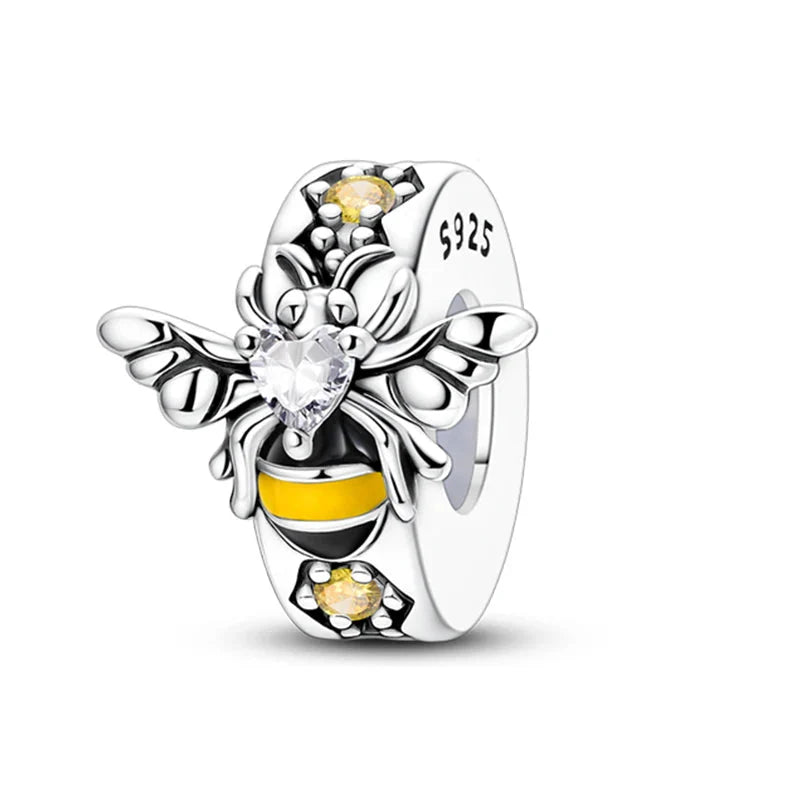 100% 925 Sterling Silver Rainbow Zircon Butterfly Dragon Silicone Stopper Charms - Colorful Beads for DIY Bracelets, Customizable Jewelry for All Occasions