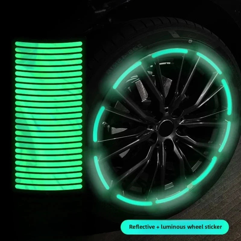 Car Wheel Hub Reflective Stripes - Safety Tire Warning Stickers for Night Driving