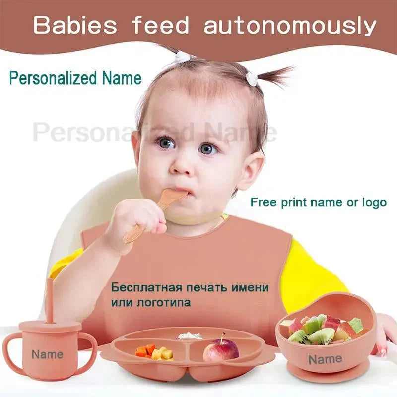 Silicone Baby Feeding Plate Set with Suction Bowl