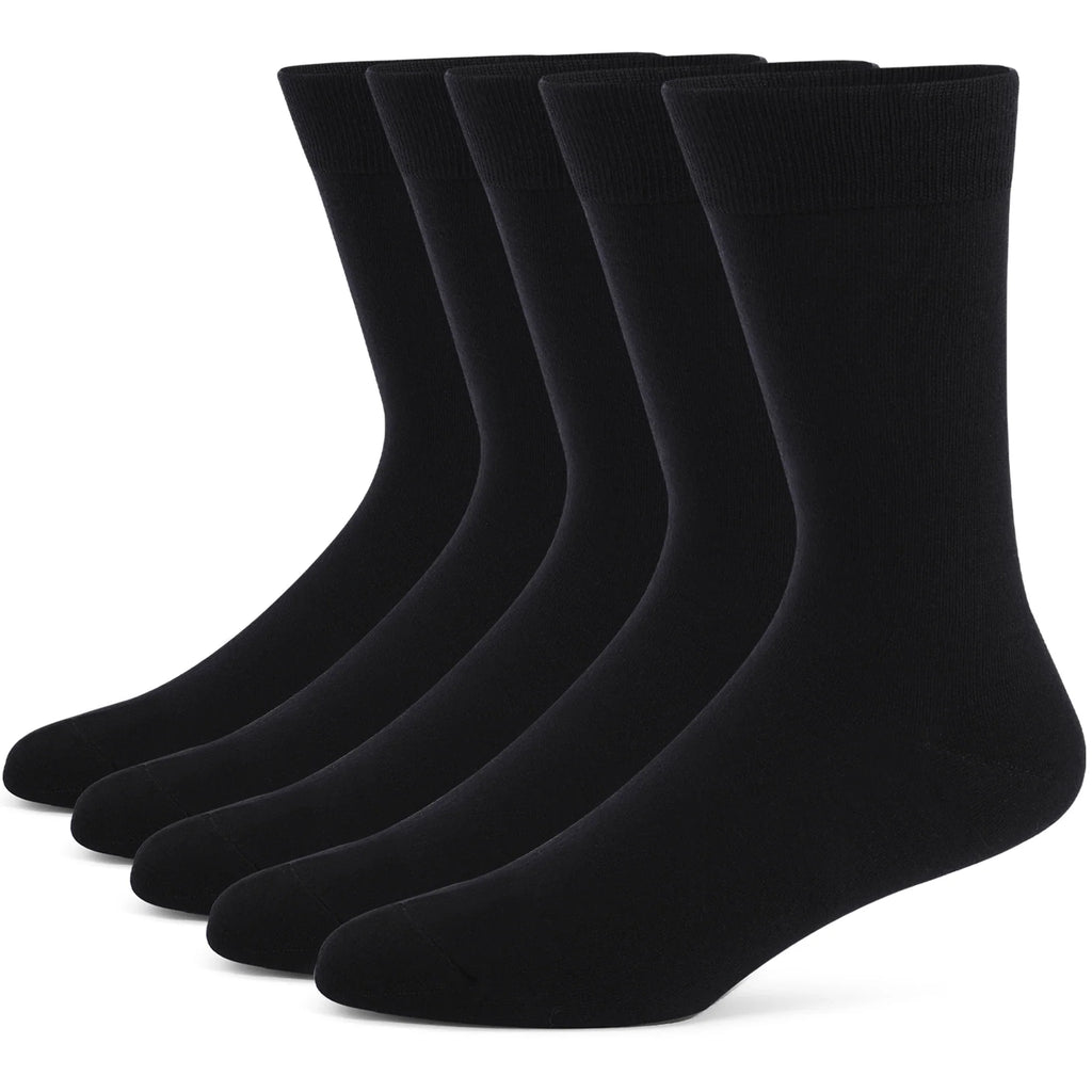 5 Pairs Men's Dress Socks High Quality Combed Cool Breathable Cotton Crew Socks Plus Size