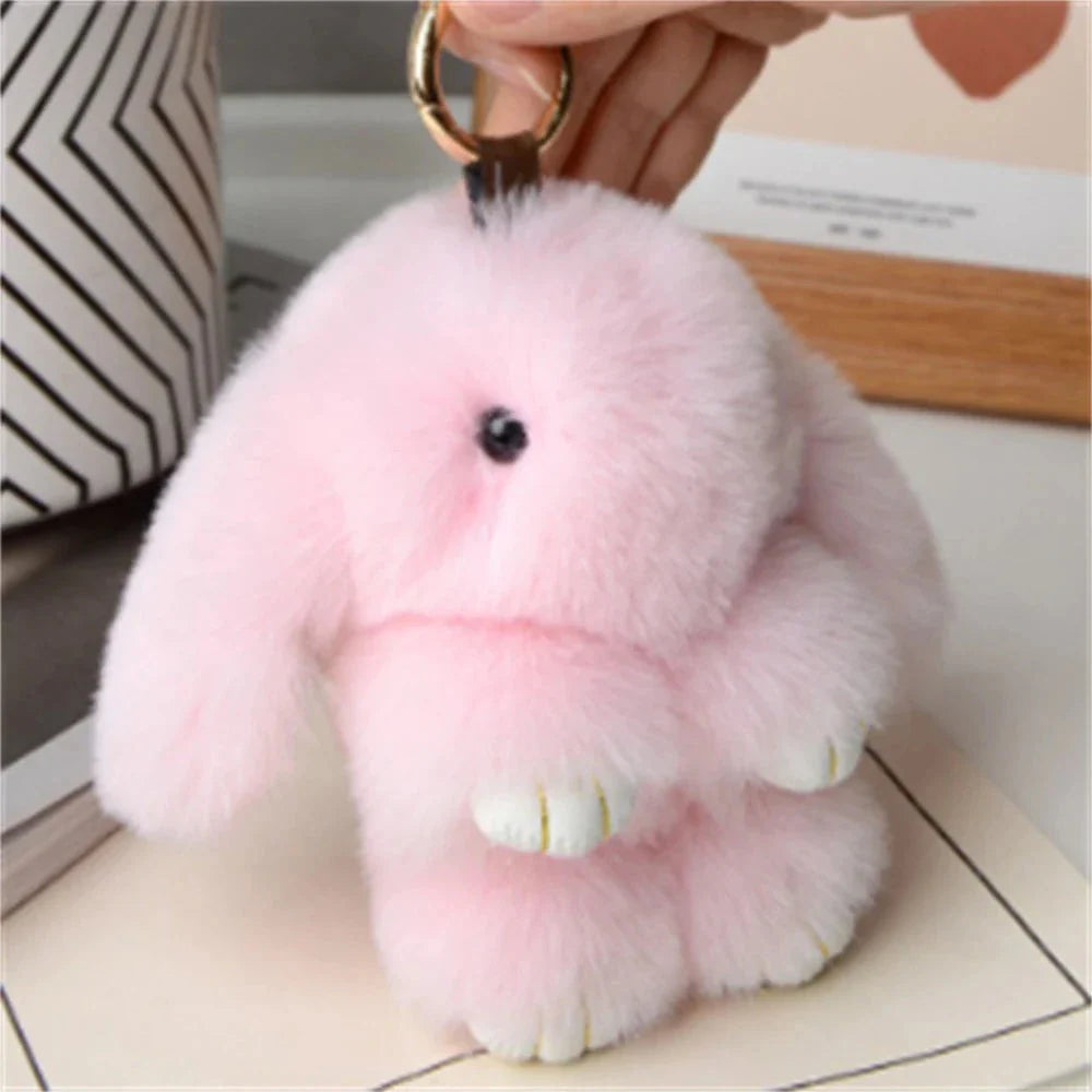 15cm Rabbit Fur Keychain – Cute Bag & Car Pendant Accessory for Women