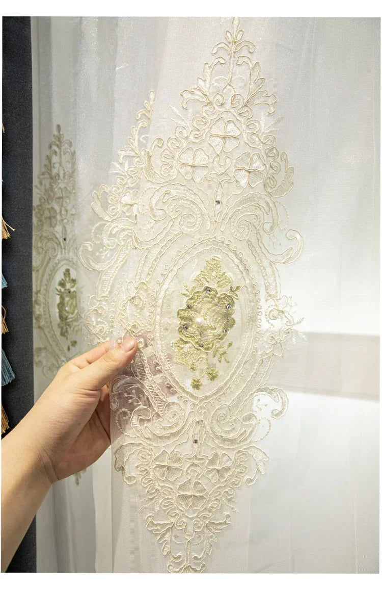 High-end European-style luxury American-style golden and blue shading velvet curtains bedroom living room villa customization