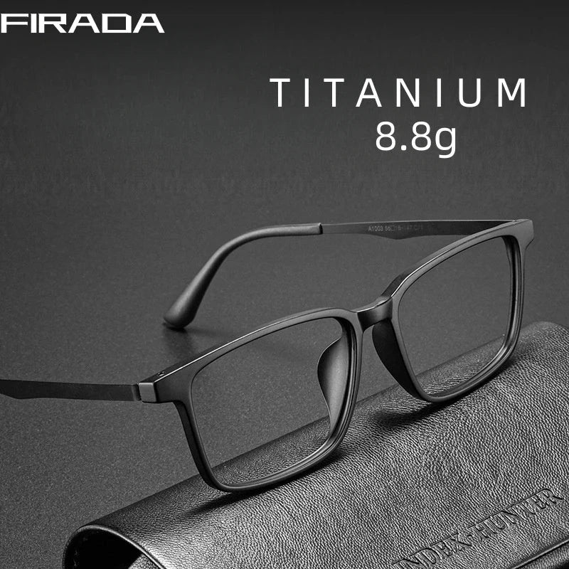 FIRADA Retro Titanium Square Glasses – Comfortable Men’s Eyewear