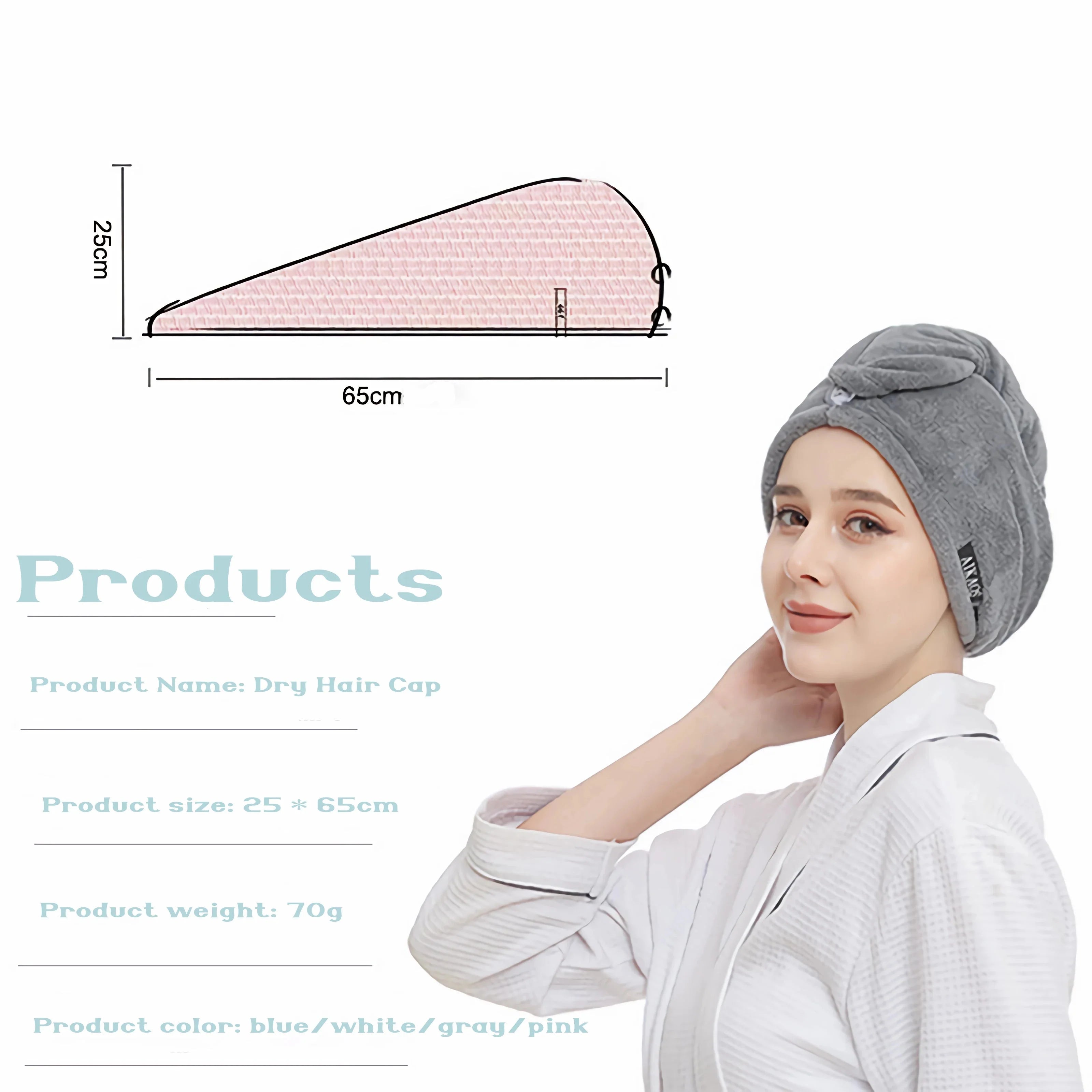 Microfiber Hair Drying Towel Cap – Quick-Dry Super Absorbent Wrap