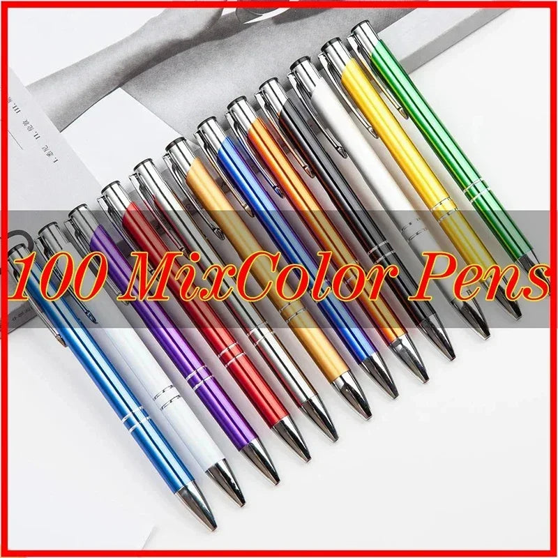100pcs/lot Hot Sell Metal Ballpoint Pen Support Custom Logo Advertising Wholesale Personalized Pen Advertising Promotional Gift