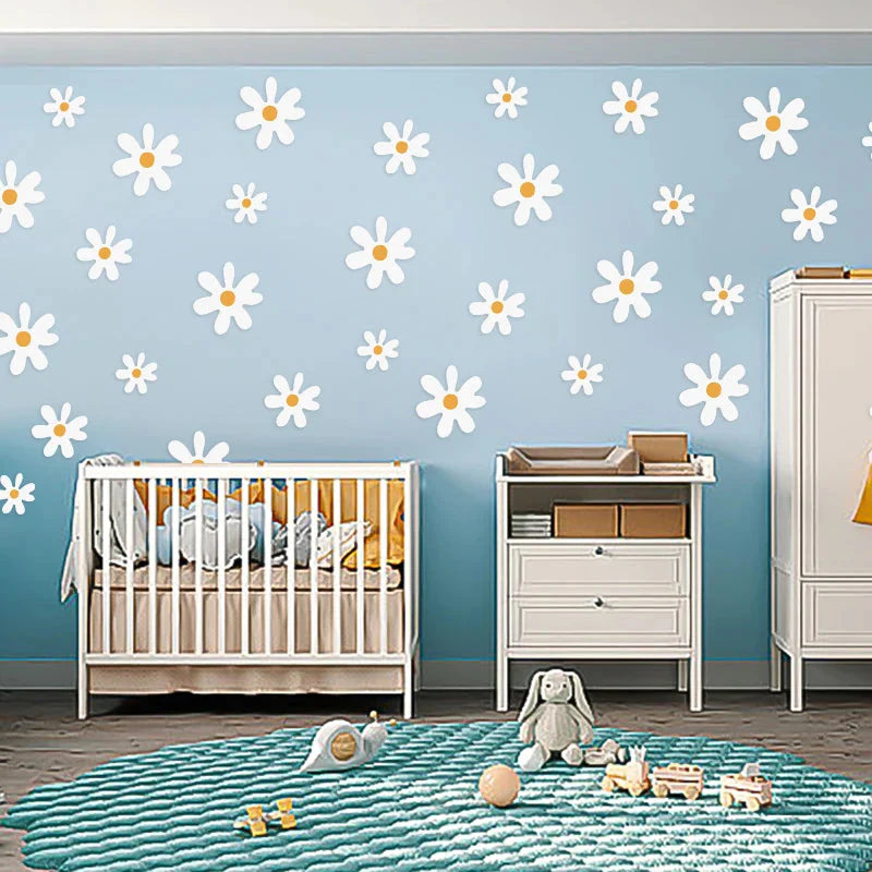 White Daisy Flower Wall Stickers DIY Home Decor