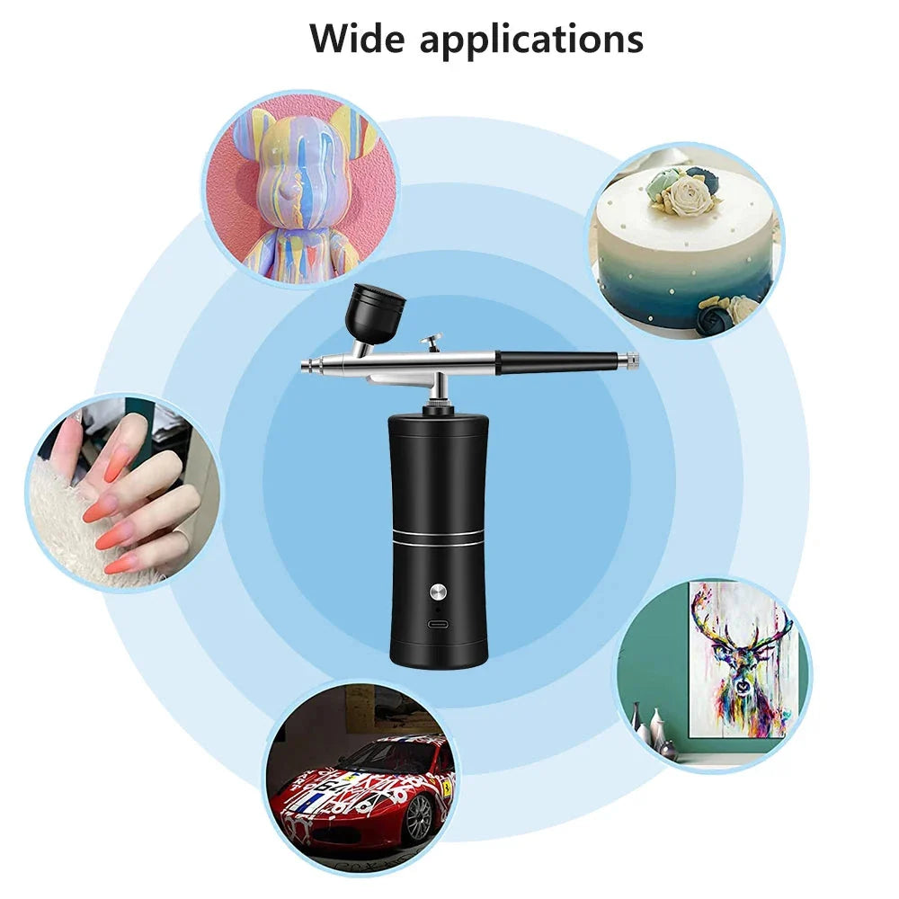 Portable Cordless Airbrush with Compressor - For Nail Art, Cake Painting, and Crafts