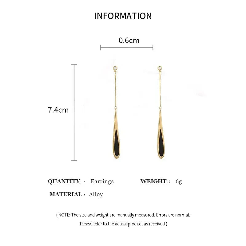 Geometric Square Tassel Drop Earrings – Gold Korean Fashion Jewelry