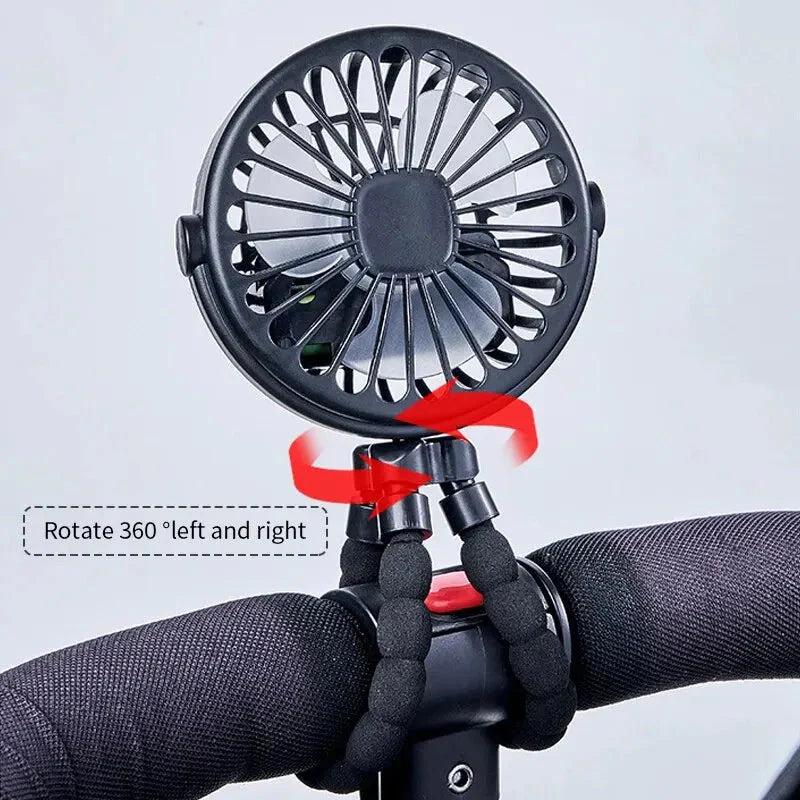Multifunctional Stroller Mini Fan with USB Charging & Phone Holder