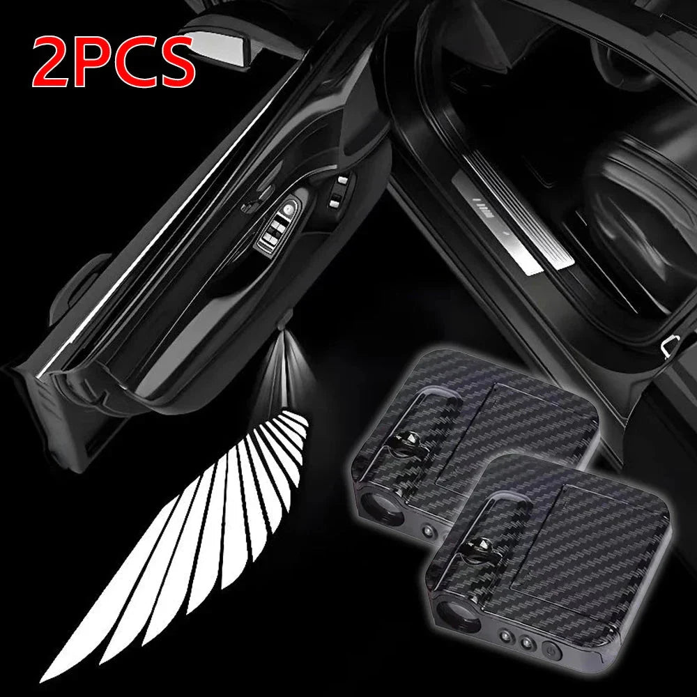 2PCS Car Angel Wings Welcome Light – LED Door Projector Lamp for Universal Car Models