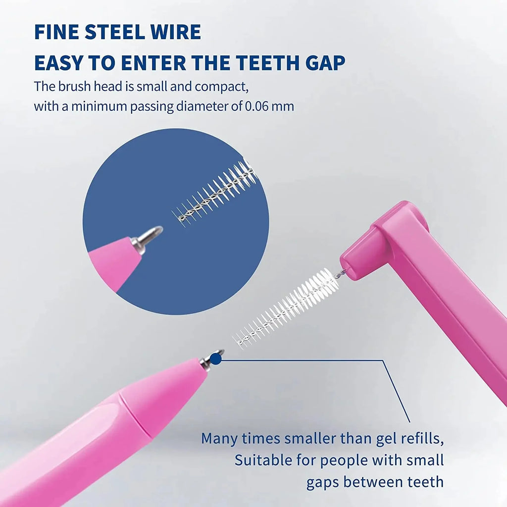 Interdental Brush 20-Pack - Soft Mini Brushes with Dust Cover for Orthodontic and Dental Cleaning