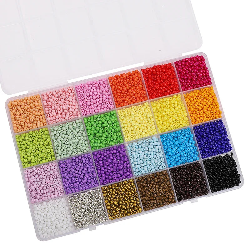 5200Pcs Glass Rice Beads Jewelry Making Kit – 24-Grid Box for DIY Bracelets, Earrings & Kandi Accessories | Handmade Craft Supplies Set