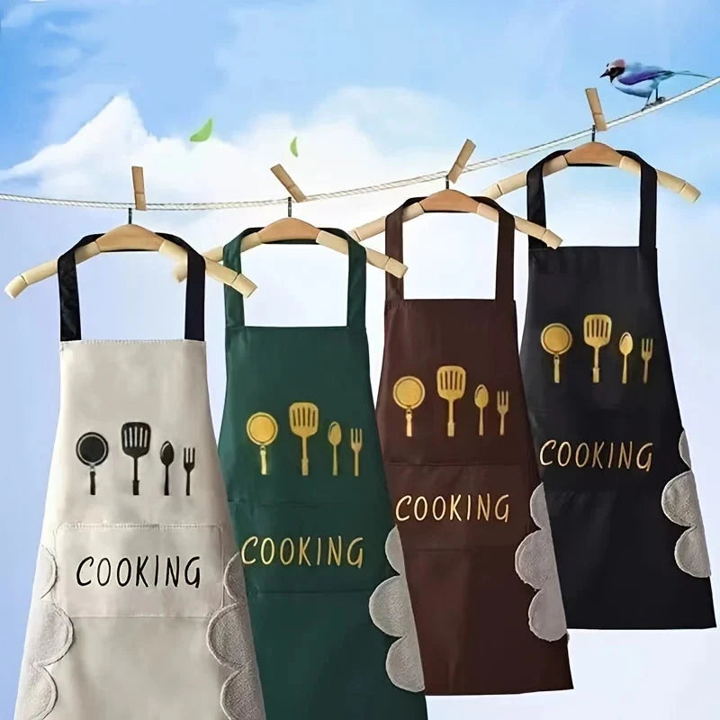 Unisex Adjustable Kitchen Apron – Solid Color PVC Cooking Apron with Pocket
