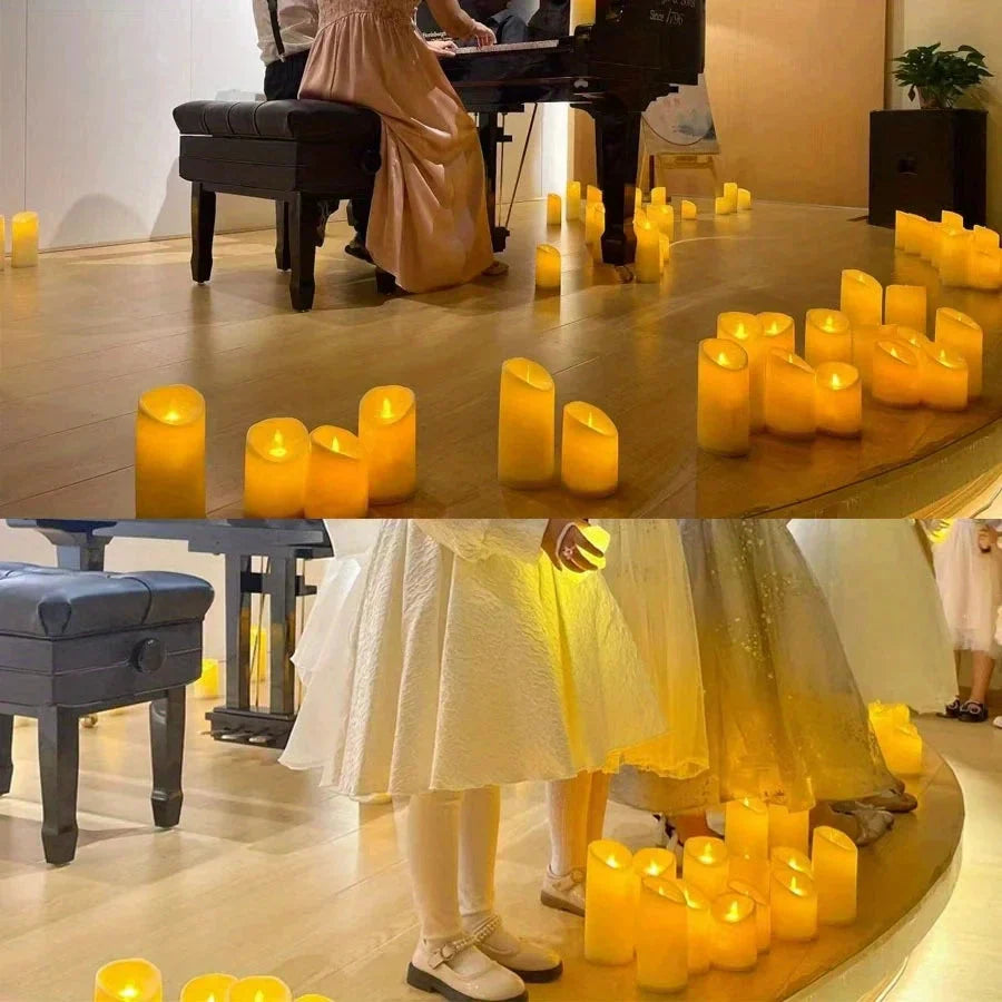 10-120pcs Flameless Fake Candle LED Flickering Candles Battery Operated LED Pillar Candles for Wedding Halloween Decor Party