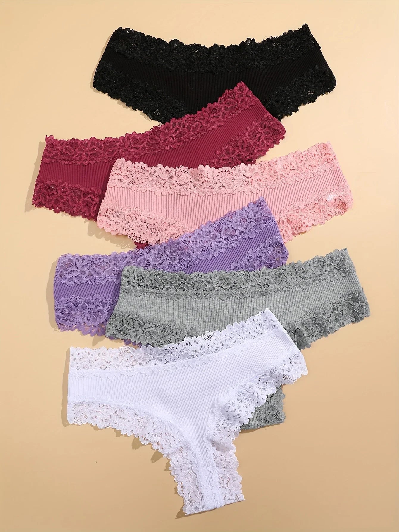 10PCS/Set Women Lace Cotton Panties Sexy Low-Waist