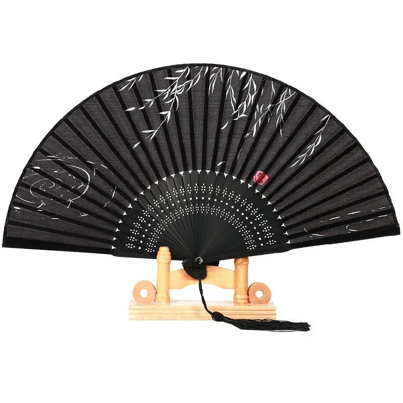 Hand Fan Foldable Silk Fan Noodles Bamboo Fan Bones Halloween Cosplay Prop Christmas Wedding Decoration Party Gifts Art Crafts