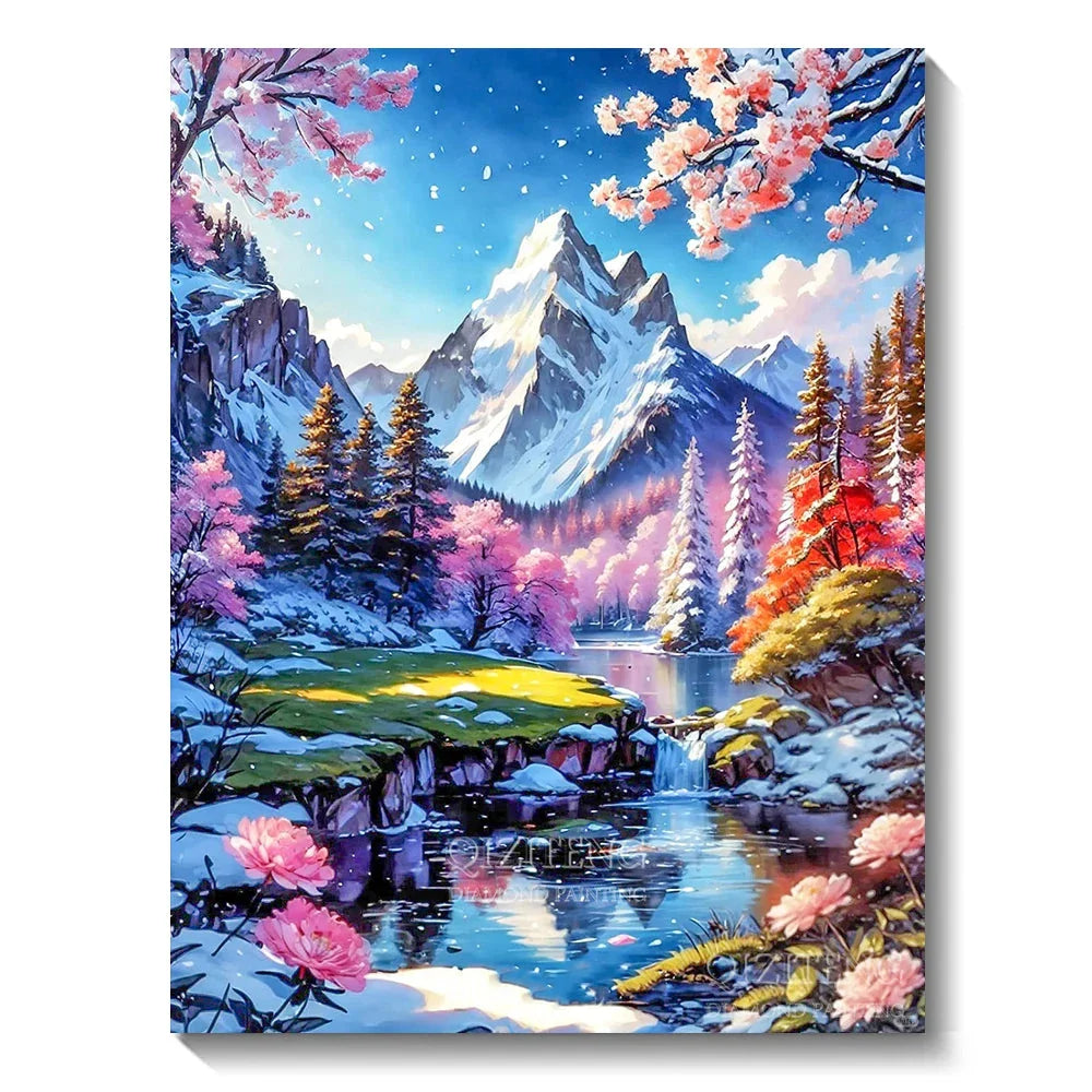 5D Diamond Painting Kit - Aurora Landscape Mosaic, Full Round Drill for DIY Home Decor