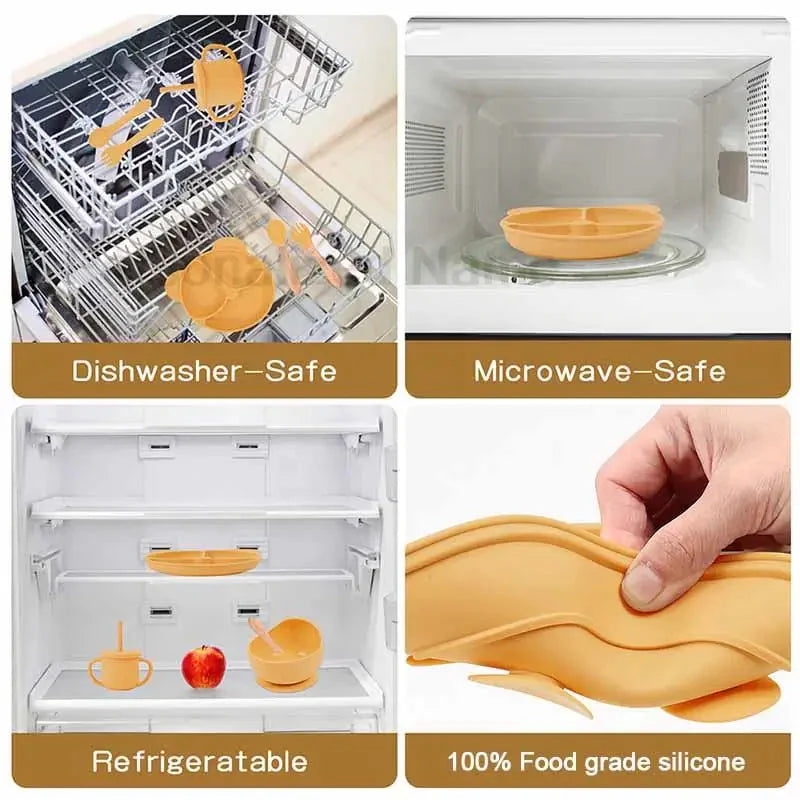 Silicone Baby Feeding Plate Set with Suction Bowl