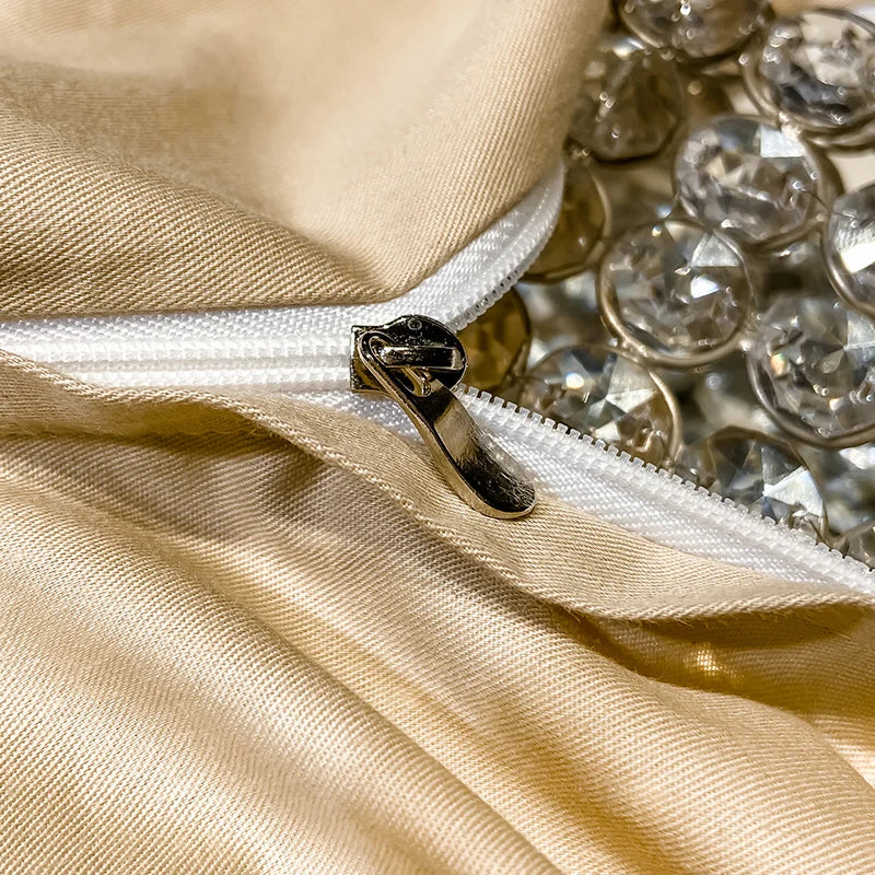 Soft Satin Jacquard Cotton Bedding Set, Luxury Duvet Cover, Blue, Gold, Gray, Queen, King Bed Sheet, Pillowcases, Home Textiles