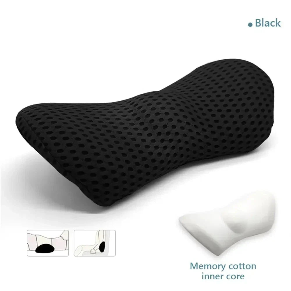 Breathable Memory Foam Lumbar Support Pillow – Waist Cushion for Bed, Office, and Car Seat Comfort