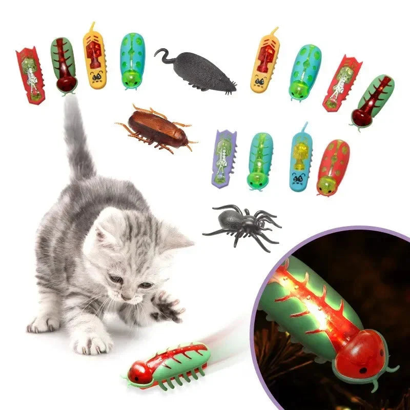 Interactive Mini Electric Bug Cat Toy – Battery Operated Flip Beetle