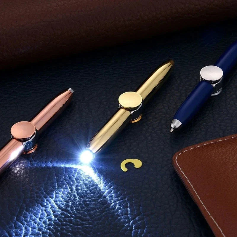 LED Gyro Spinner Pen – Multifunctional Metal Fidget Ballpoint Pen with Light | Stress Relief Spinning Pen for Writing, Focus & Gifts