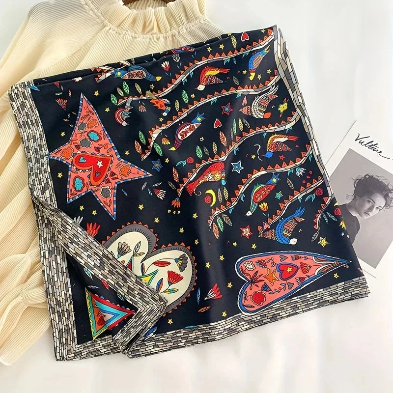 90x90cm Square Silk-Feel Scarf – Luxury Women’s Shawl & Head Wrap