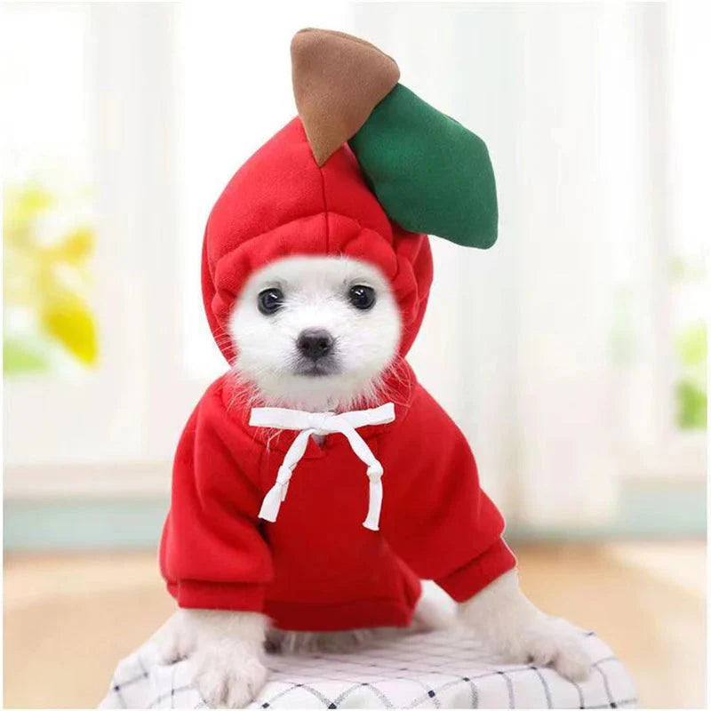 Cute Dog Hoodie with Hat - Funny Pet Fruit Costume for Halloween & Daily Wear