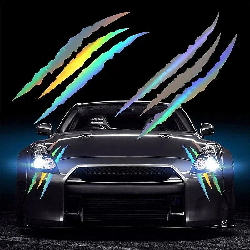 Monster Claw Car Stickers Automobile Hood DIY Vehicle Headlight Refit Reflective Vinyl Decal Ghost Paw Scratches Auto Decoration