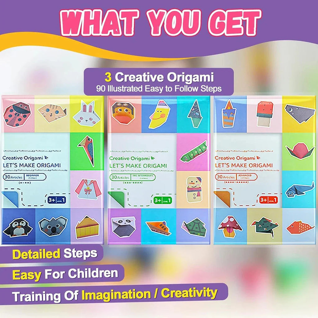 Origami Kit with 30/96 Sheets & Guiding Book - DIY Art Craft for Kids & Beginners