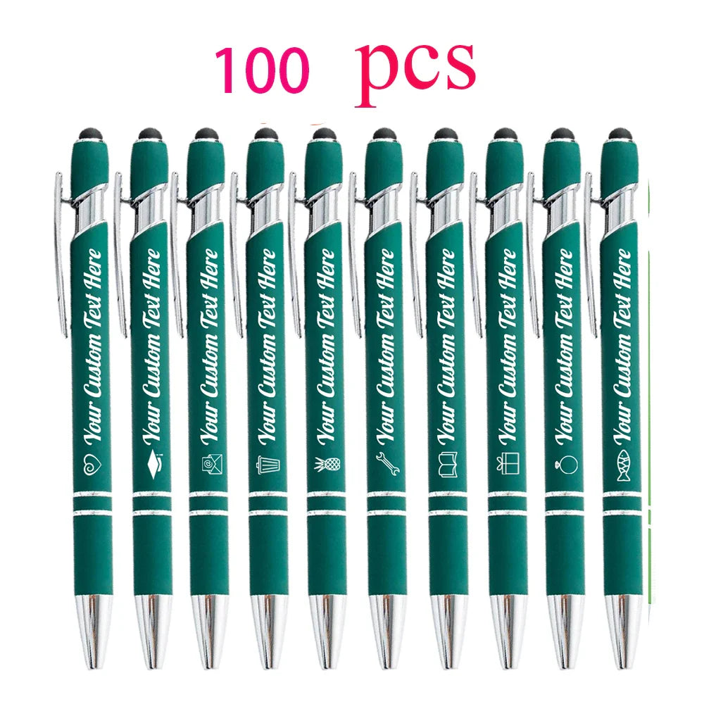 10-100 Customized Ballpoint Pen with Stylus Tip Print Name Logo Metal Pen for Business Graduation Birthday Anniversary Gift Pen
