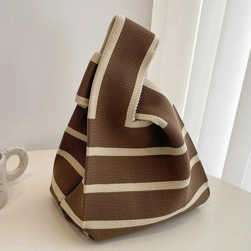 Handmade Knitted Women’s Small Handbag – Casual Mini Tote Wrist Bag
