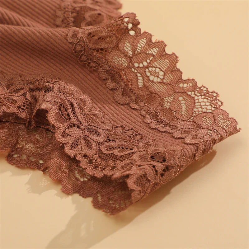 5Pcs/set Women Cotton Panties Floral Lace Intimate Underwear S-XL