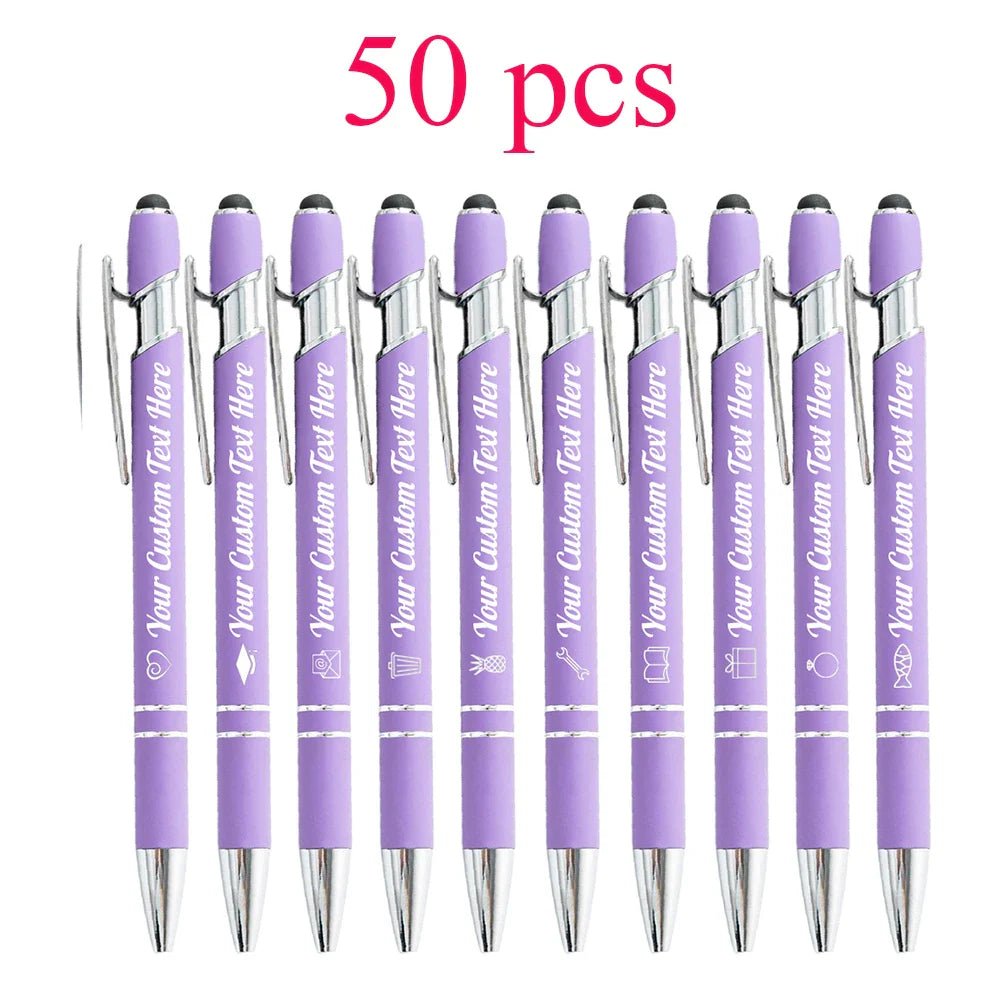 10-100 Customized Ballpoint Pen with Stylus Tip Print Name Logo Metal Pen for Business Graduation Birthday Anniversary Gift Pen