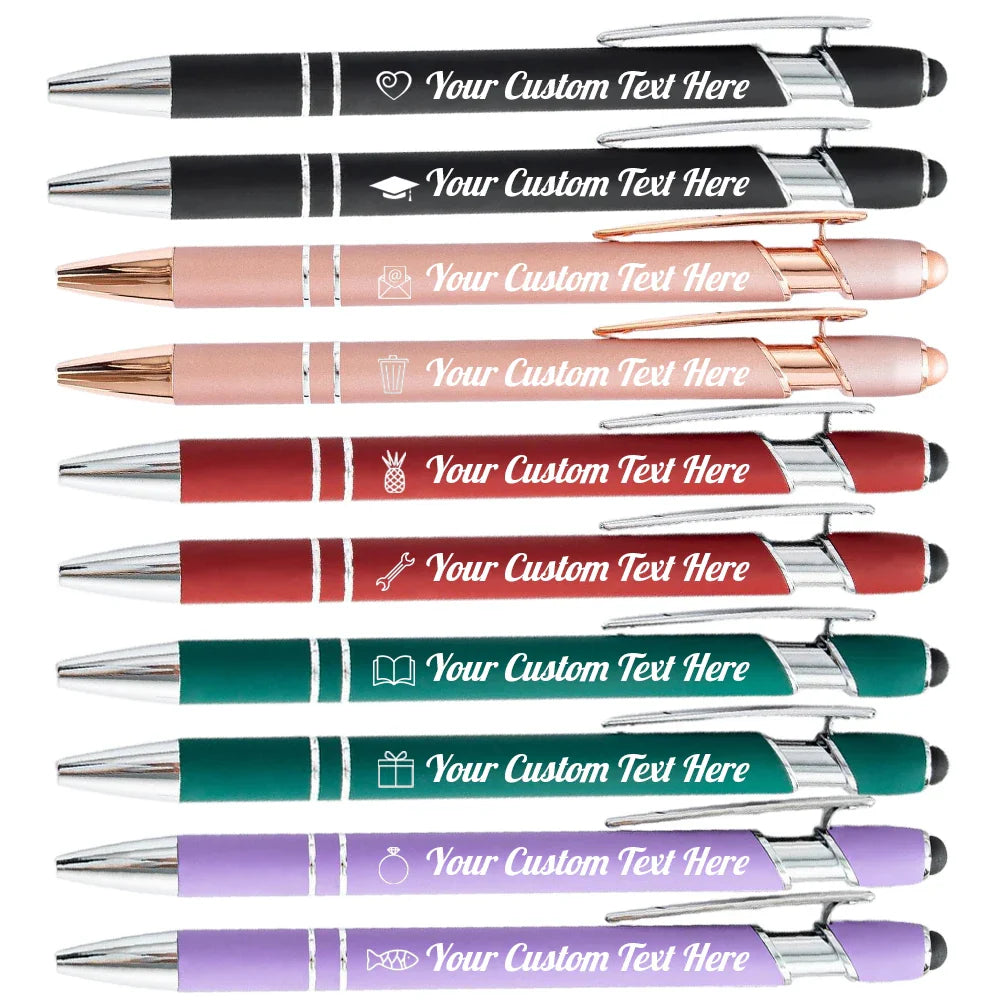 10-100 Customized Ballpoint Pen with Stylus Tip Print Name Logo Metal Pen for Business Graduation Birthday Anniversary Gift Pen